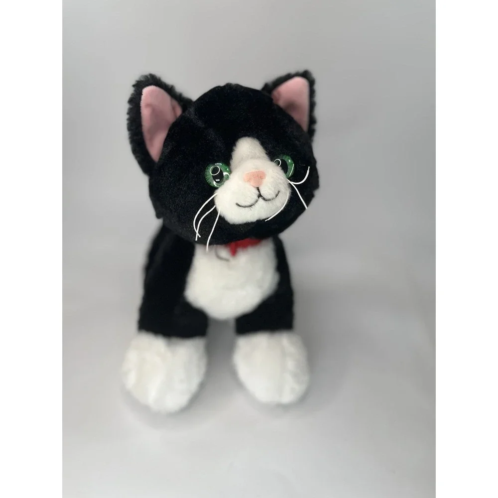 Build A Bear Promise Pets Tuxedo Cat Black Kitty Cat Green Eye Plush BAB